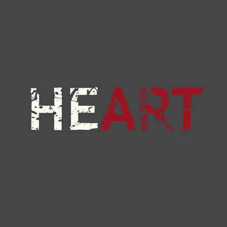 Heart. Grunge vintage phrase t-shirt design. Quote.のイラスト素材