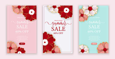 Summer sale flower background layout banners, voucher discount. Vector illustration templateのイラスト素材