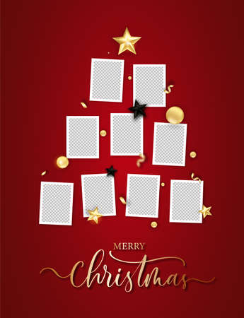 Merry Christmas Photo Frame. Happy holidays calligraphy inscriptionのイラスト素材