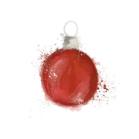 Watercolor toy on a Christmas tree ballのイラスト素材