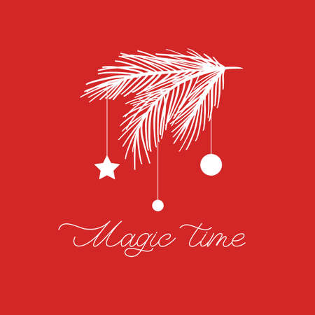 Magic time. New Year and Christmas lettering composition for festive design and New Year giftsのイラスト素材