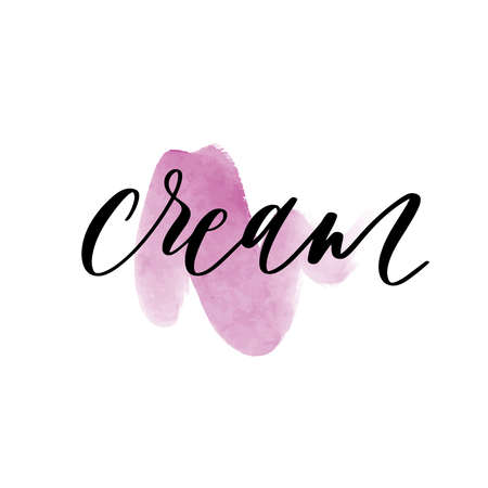 touch. Lettering Inscription with makeup liquid foundation brush stroke lines and smears. Beauty creative decorative makeup logo banner. Grunge brush strokes of foundation tonal creamのイラスト素材