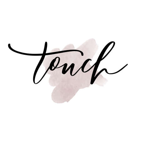 touch. Lettering Inscription with makeup liquid foundation brush stroke lines and smears. Beauty creative decorative makeup logo banner. Grunge brush strokes of foundation tonal creamのイラスト素材