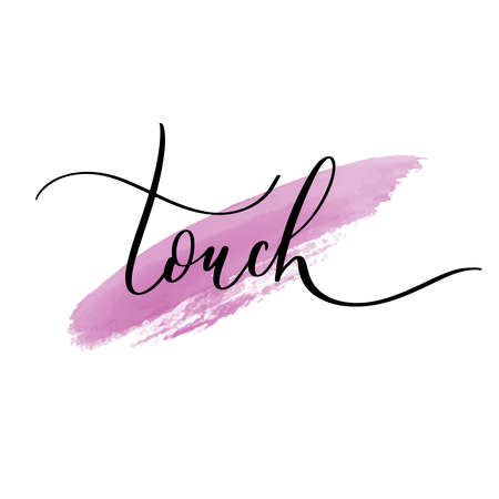 touch. Lettering Inscription with makeup liquid foundation brush stroke lines and smears. Beauty creative decorative makeup logo banner. Grunge brush strokes of foundation tonal creamのイラスト素材
