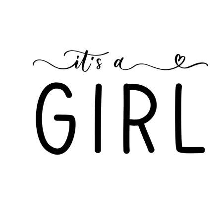 It's a Girl Baby Shower lettering invitation templateのイラスト素材