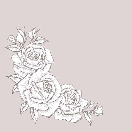 Black and white bouquet rose and leaves. Rose for wedding invitation, greeting card, package, T shirt, label, birthday, Valentine s Day, mother s day, holiday and otherのイラスト素材