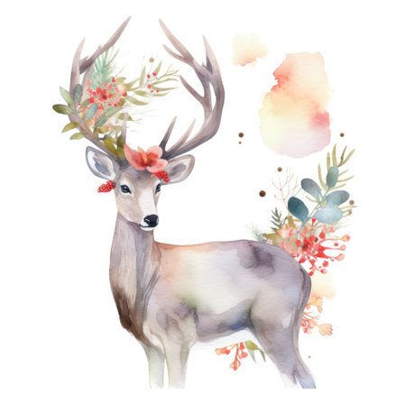 watercolor deerの写真素材