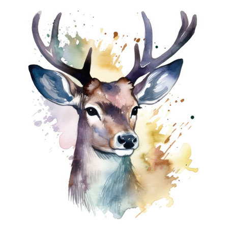 watercolor deerの写真素材