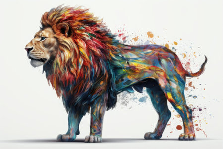 Realistic drawing lionの写真素材