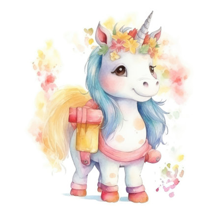 watercolor unicornの写真素材
