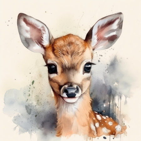 Watercolor deer Bambiの素材