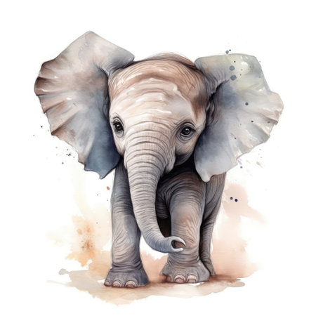 Watercolor wild animal elephantの素材