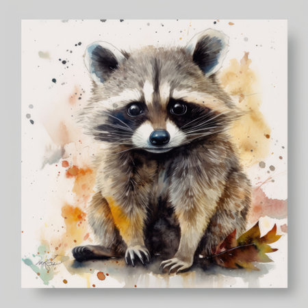 watercolor raccoonの素材