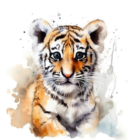 watercolor tiger cubの素材