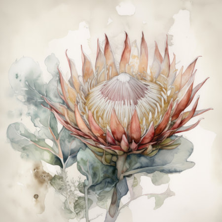 watercolor flower proteaの写真素材