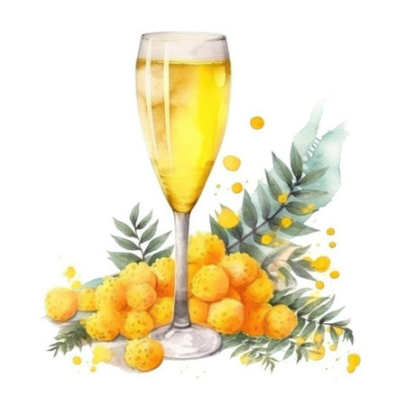 watercolor branch of mimosaの素材