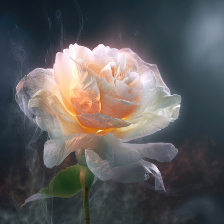 White rose in soft color, Made with blur style for backgroundの写真素材