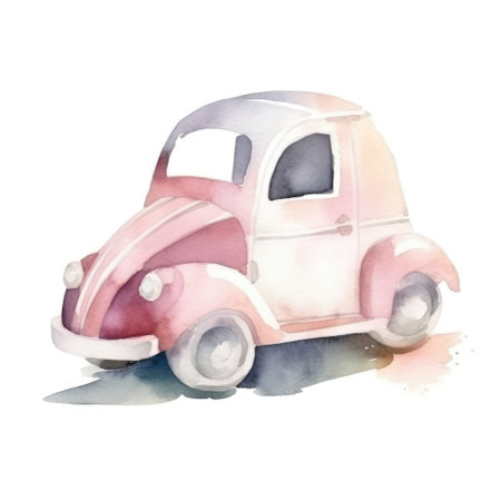 watercolor retro carの写真素材