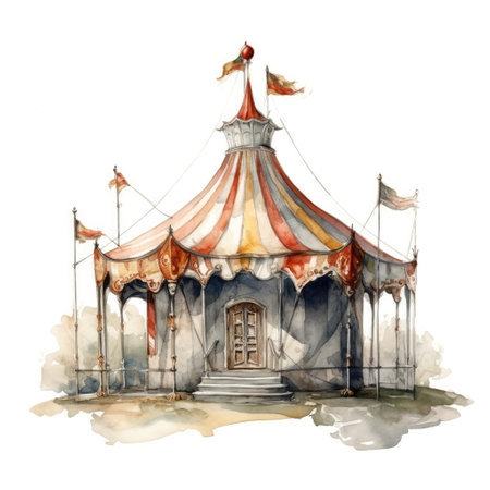 Watercolor circle tentの素材