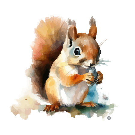 Squirrel watercolor hand paint vector illustrationのイラスト素材