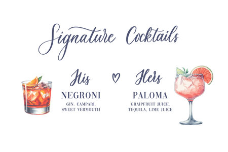 Signature cocktails wedding banner sign.のイラスト素材