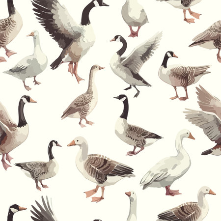Seamless watercolor pattern goose for printのイラスト素材