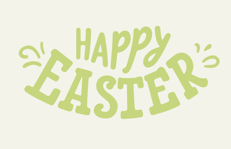 Watercolor cute Easter lettering Happy easterのイラスト素材