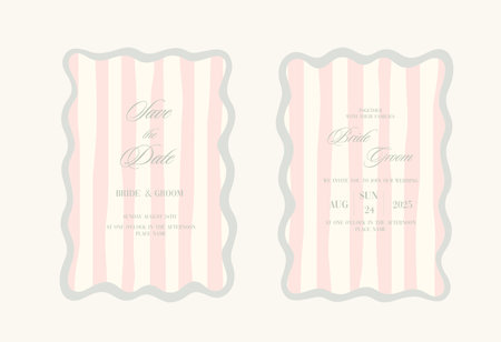 Luxury Wavy Edge Wedding Invitation card background. Abstract art background vector design for wedding and vip cover templateのイラスト素材