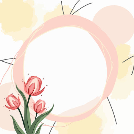 Spring watercolor vector illustration of tulips. Design for wallpaper, posters, banners, cards, print, web and packaging.のイラスト素材