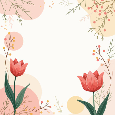 Spring watercolor vector illustration of tulips. Design for wallpaper, posters, banners, cards, print, web and packaging.のイラスト素材