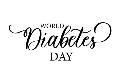 World diabetes day hand written lettering isolated on the white background.のイラスト素材