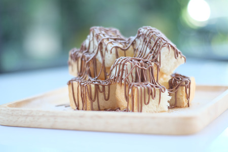 toast topping with hazelnut butter sauceの写真素材