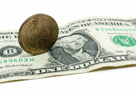 Dollars on a white backgroundの写真素材