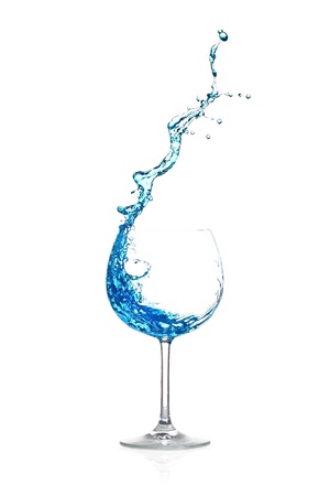 Splash blue cocktail on white backgroundの写真素材