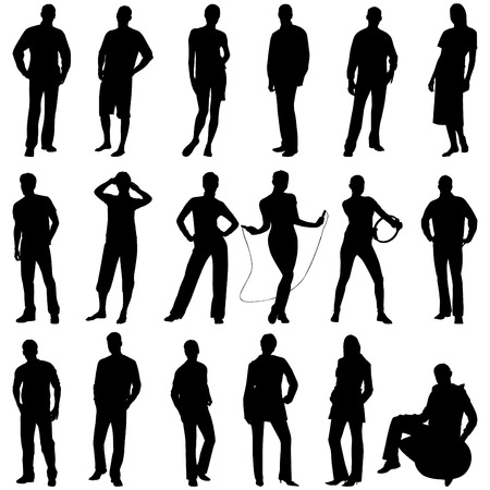 Young people silhouettes. This image is a vector illustrationのイラスト素材