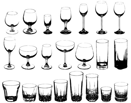 Set of glasses for alcoholic drinks - vector illustrationのイラスト素材