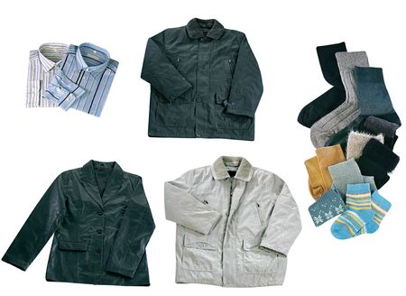 Set of color clothes isolated on white の写真素材