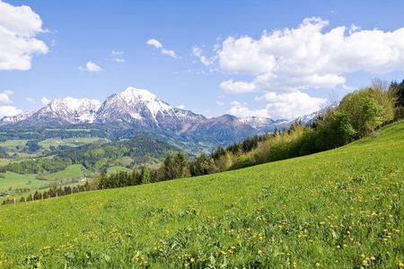 alpine landscape in the springtimeの写真素材