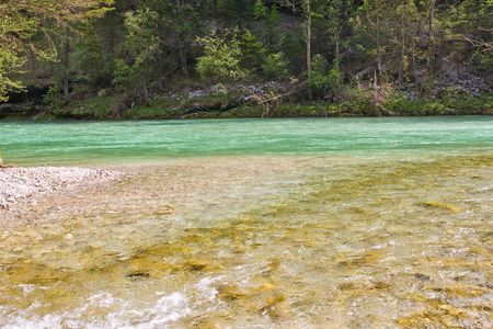 alpine wild river in austriaの写真素材