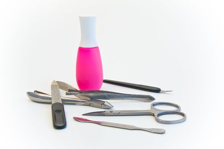 manicure set on white backgroundの写真素材