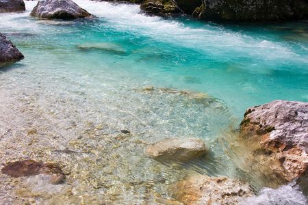 a mountain waterfall in sloveniaの写真素材