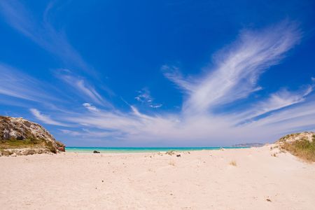 beautiful exotic beach in Mediterraneanの写真素材