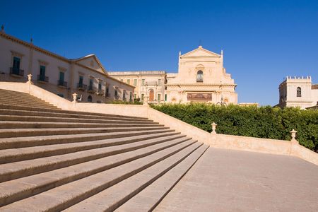 typical baroque church in sicily, italyの写真素材