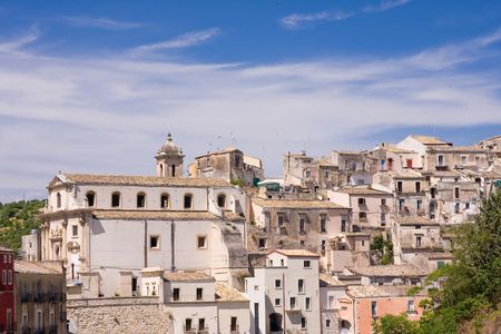 typical architecture detail of old sicilian townの写真素材