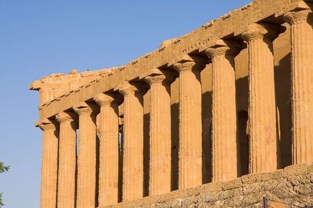 greek temple at the sunsetの写真素材