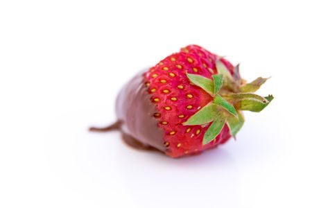 strawberry dipped in melted chocolateの写真素材