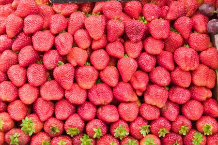 background made of fresh strawberriesの写真素材