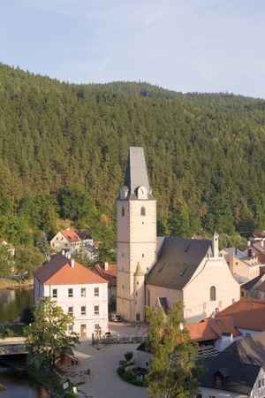 czech castle Rozumberk on Vltava riverの写真素材