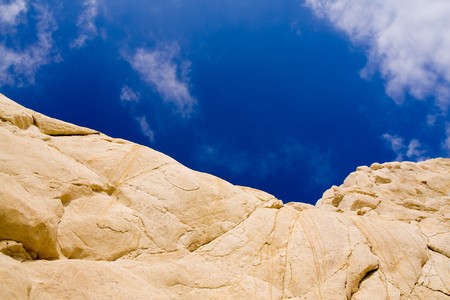 white sandstone cliffs with a blue skyの写真素材