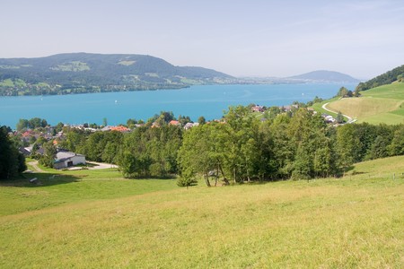 beuatiful alpine lake with crystal waterの写真素材